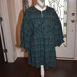 Free People Green Plaid Not Your Boyfriend's Tunic